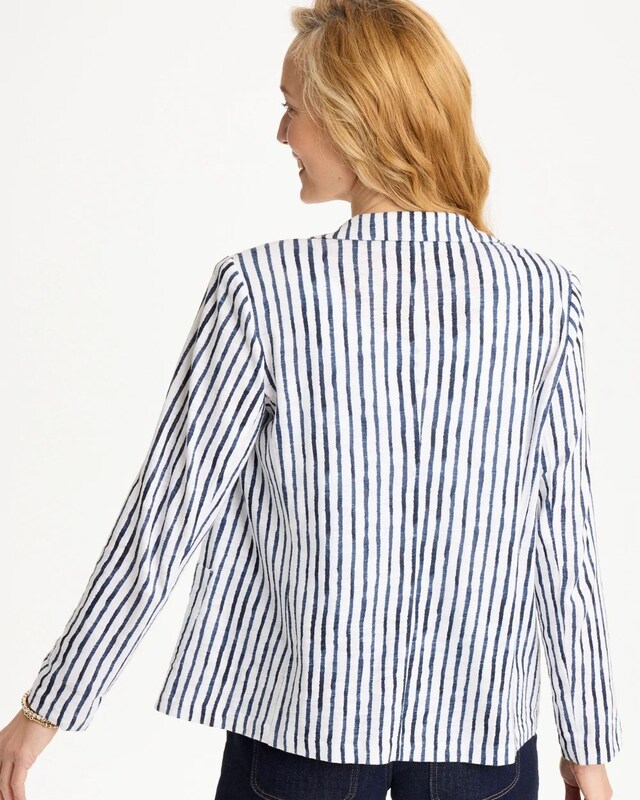 Striped Slub Knit Blazer - image 3